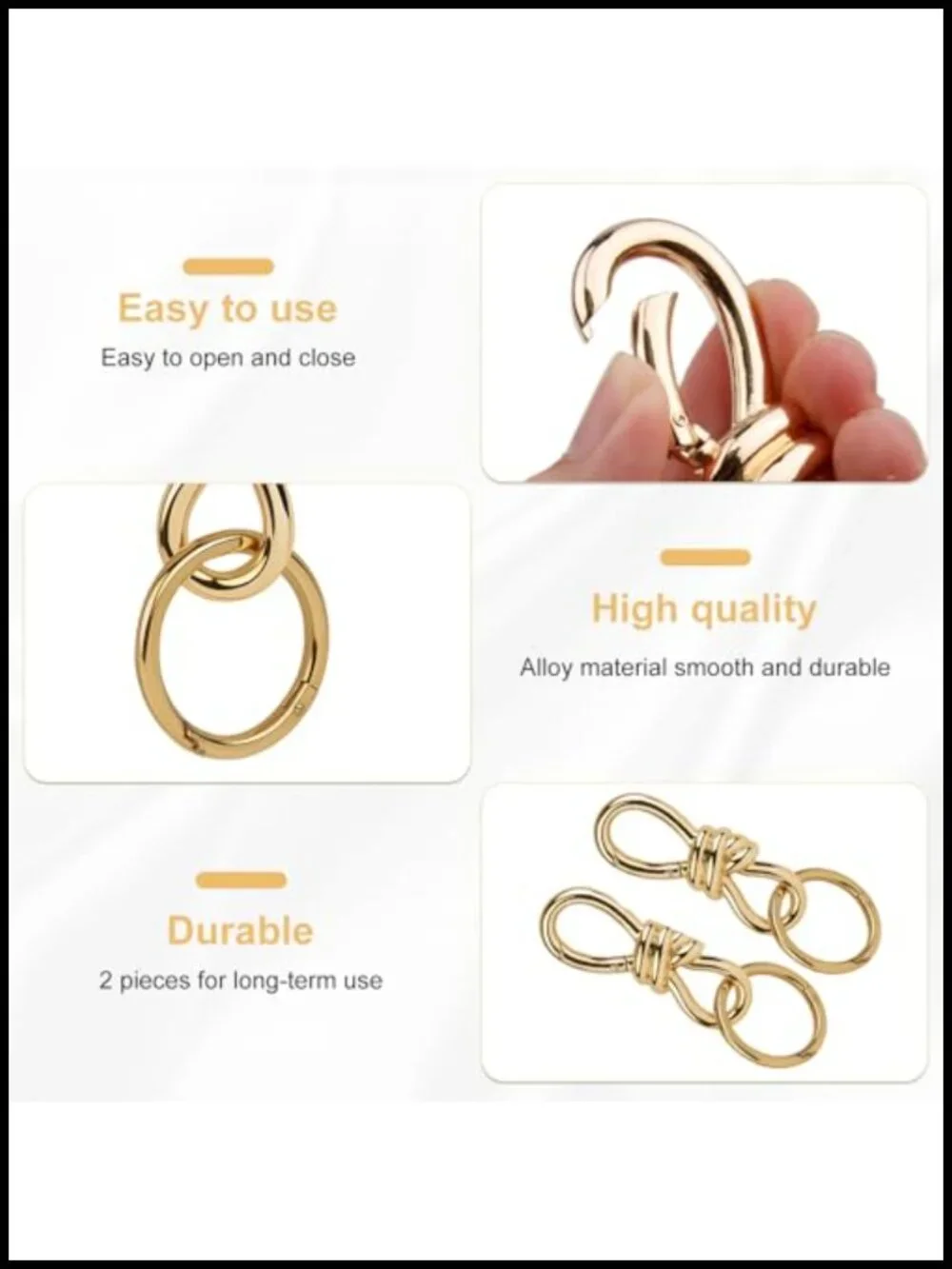 Vintage 8-Shaped Alloy Bag Charm Keychain D-Ring Spring Snap Hook for Purse